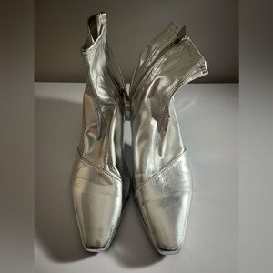 ZARA | TRAFALUC Metallic Silver Low Boot